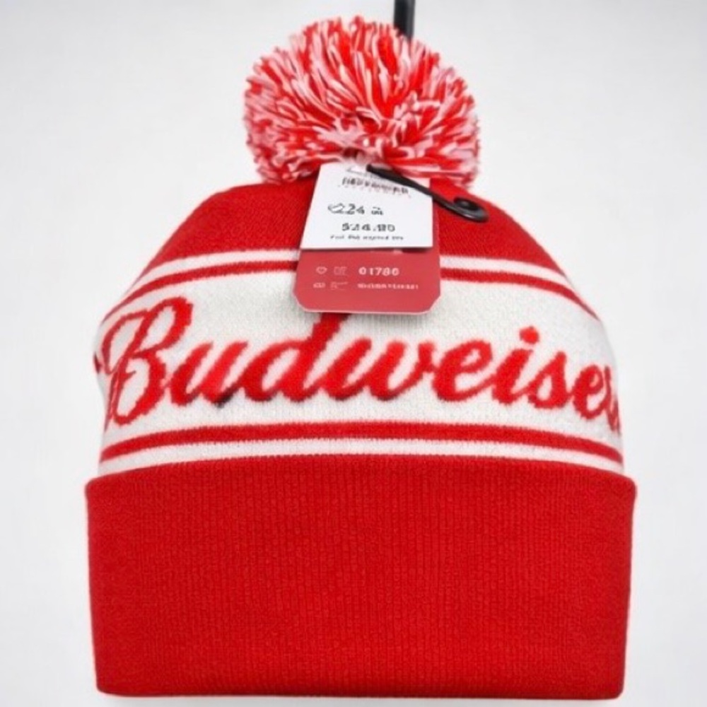 Budweiser Kids Red and White Pom-Pom Hat